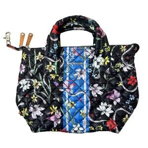MZ WALLACE Small Floral Sutton Quilted Shoulder Bag Black Blue